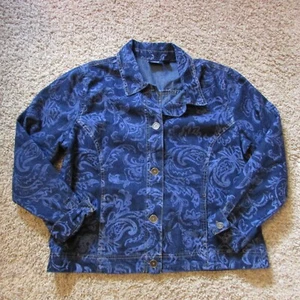 Nueva Sin Etiquetas Chaqueta de Jean Gloria Vanderbilt Grande Azul Floral Botones Bolsillos - Imagen 1 de 2