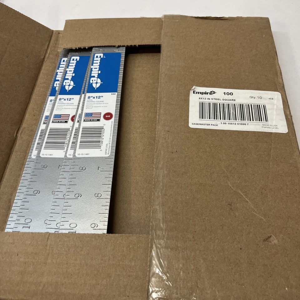 Box of 10 - Empire Level 100 8" X 12" Steel Square - Image 1 of 2