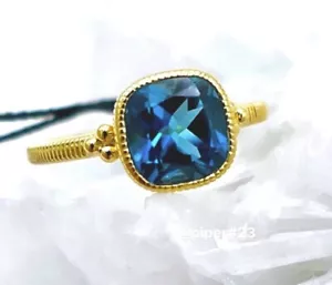 NWT Judith Ripka 14K Gold Clad London Blue Topaz Boca Ring - size 6 - Picture 1 of 9