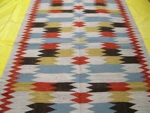 Wool Rug Turkish Navajo Kilim Dhurrie Afghan Oriental Area Rug 5x8 Hand Woven - Picture 1 of 4