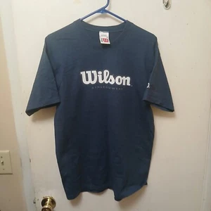 Vintage Wilson  T Shirt Logo Size XL Blue Spell out - Picture 1 of 12