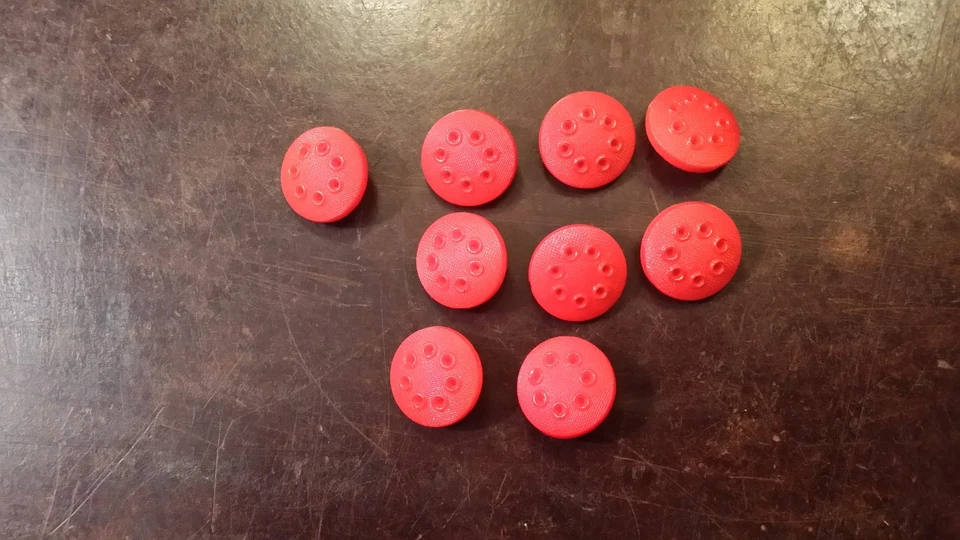 9 VINTAGE RED ORANGE ROUND GLASS SHANK BUTTONS FREE SHIPPING - Image 1 of 1