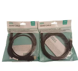 2 x HDMI Cable 2m Premium High Speed v1.4 Gold Cable Brand New Sealed - Picture 1 of 4