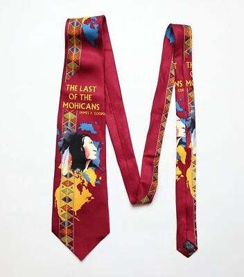 JAMES F. COOPER EL ÚLTIMO DE MOHICANS CORBATA CUELLO SEDA ESTAMPADO GRÁFICO VINTAGE Foto 1 de 4