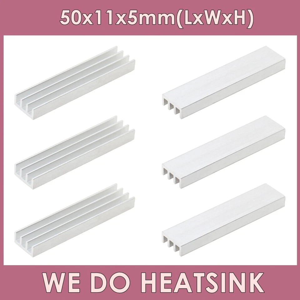 50x11x5mm With or Without Tape Silver Heatsink Cooler Radiator for DIP IC Chip - Image 1 of 4