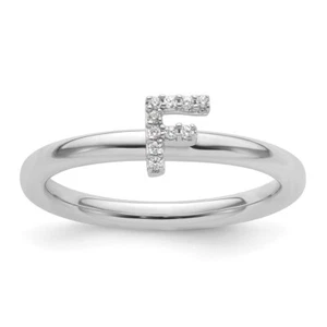14K Weißgold Stapelbar Diamant Initial F Ring Armband Halskette - Bild 1 von 8