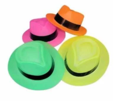 Sombreros de plástico Sombreros de fiesta de plástico Colores neón Sombreros de cumpleaños (24 sombreros) Foto 1 de 2