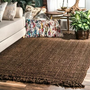Alfombra PANJA yute natural aspecto rústico granja yute área alfombra - Imagen 1 de 5