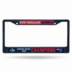 New England Patriots SUPER BOWL LIII CHAMPIONS Chrome Metal License Plate Frame - Picture 1 of 1