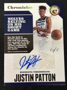 Justin Patton 1/1 Auto 2017-18 Panini Chronicles Basketball #CA-JPT Timberwolves - Picture 1 of 2