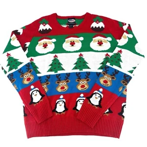 JWM Ugly Christmas Sweater Reindeer Santa Penguins Trees 100% Acrylic Men's XL - Picture 1 of 8