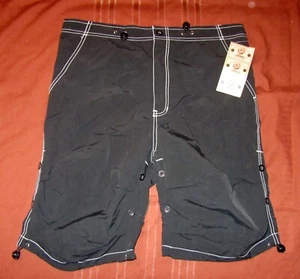 Jocko Mens Board Shorts, Flat Front, Black, Nylon, Size L, NEW - Picture 1 of 5