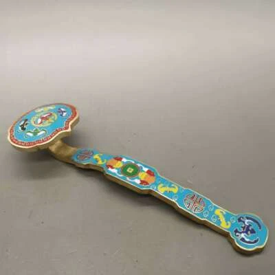 Estatua artesanal china de latón puro Cloisonne Ruyi Foto 1 de 4