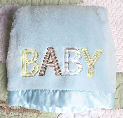 Manta Carter's B-A-B-Y Robin's Huevo Azul Peluche con Borde Satinado Bebé Niño Usada en Excelente Condición Foto 1 de 2