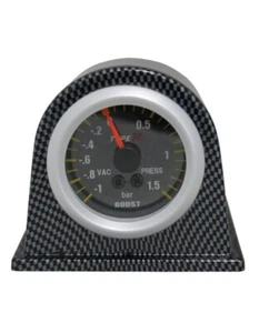 LED 52mm 2" Turbo Boost Gauge Meter Pointer Bar Pod Cup Carbon + Black Stand - Picture 1 of 9