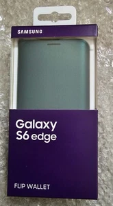 Original Samsung Galaxy S6 Edge Abatible Billetera Estuche Cubierta Verde - Imagen 1 de 2