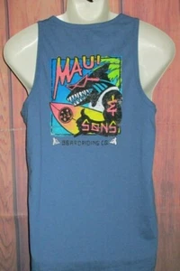 MENS MAUI AND SONS SHARK INDIGO BLUE TANK TOP T-SHIRT SIZE XL - Picture 1 of 2