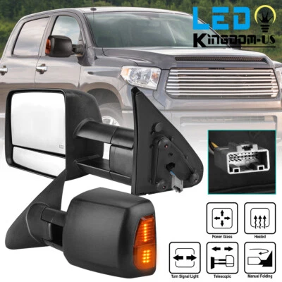 Power Heated Tow Mirrors for 07-17 Toyota Tundra / 08-17 Sequoia LED Turn Signal - Image 1 of 4