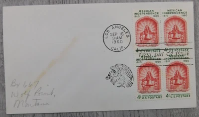 First Day Issue Los Angeles CA 1960 Mexican Independence Stamp Envelope Cover - Image 1 of 4