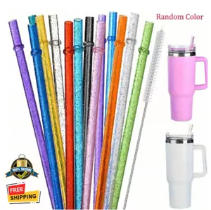 12 pcs Reusable Colorful Plastic Straws with Cleaning Brushes Set - Picture 1 of 8