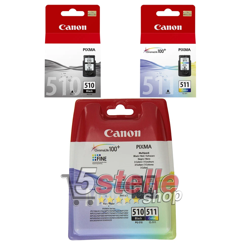 CARTUCCE ORIGINALI NERO/COLORE CANON PIXMA PG-510 CL-511 A SCELTA - Immagine 1 di 1
