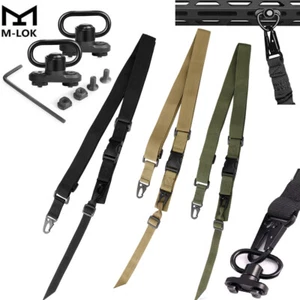 3 Point Tactical Sling Rifle Gun Adjustable Strap +2x MLOK QD Sling Swivel Mount - Picture 1 of 20