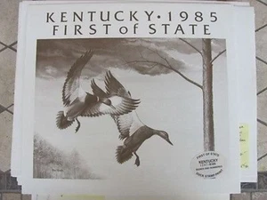 KY1   1985  Kentucky  State Duck Print  w/stamp,folio   #KY1SW10 DSS - Picture 1 of 2