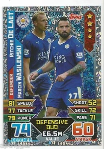 2015 / 2016 EPL Match Attax Duo (447) DE LAET / WASILEWSKI Leicester - Picture 1 of 1