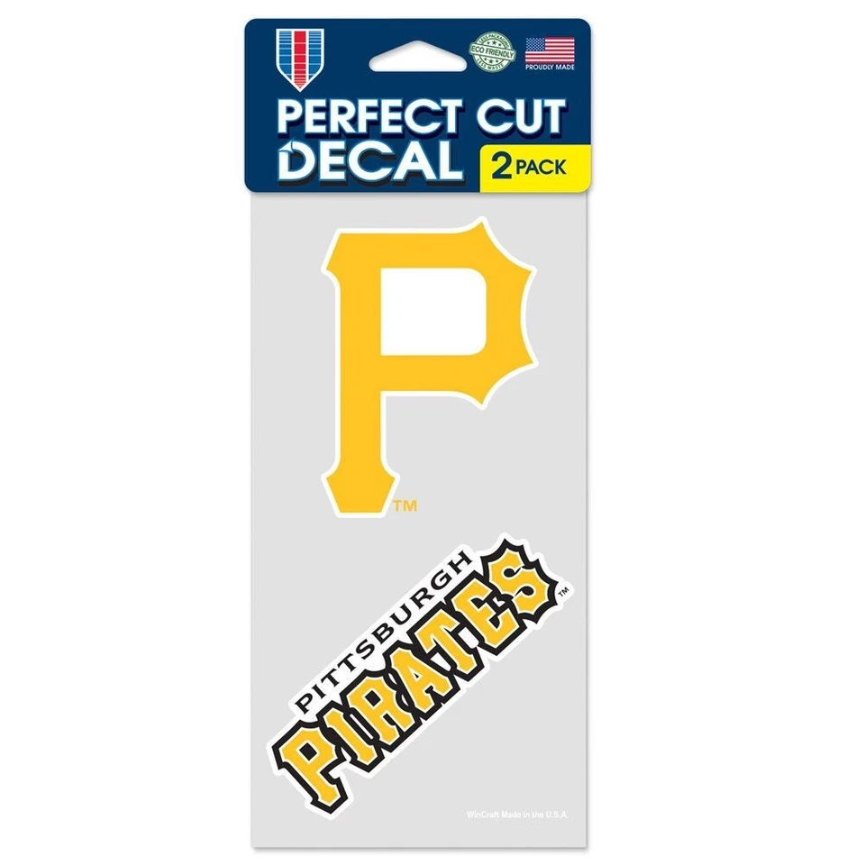 PITTSBURGH PIRATES 4"X4" DIE CUT DECAL 2-PACK CAR HOME NEW WINCRAFT 🏴 - Image 1 of 1