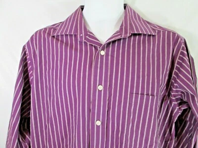 Camisa de vestir Donald J Trump Signature Collection 16 32/33 púrpura a rayas grande Foto 1 de 4