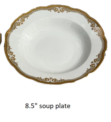 Vintage Gold Floral 8.5" Soup Plate - 1.25" deep - Image 1 of 2