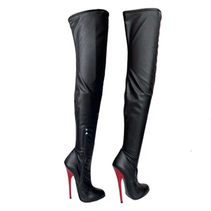 GIOHEL ITALY CUSTOM STRETCH 14CM TACÓN POR ENCIMA DE LA RODILLA BOTAS MUSLO NEGRO 35-46 - Imagen 1 de 8
