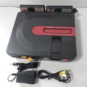 Sharp Twin Famicom Black console system AN-500B NEW BELT Tested Import Japan - Picture 1 of 12