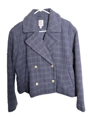 Blazer LC Lauren Conrad 2XL Forrado de Tweed a Cuadros Academia Preppy Carrera Foto 1 de 4