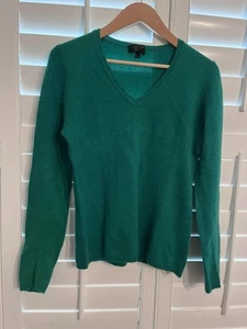 Charter Club Cashmere Sweater Womens Kelly Green V Neck Long Sleeve Medium - Picture 1 of 2