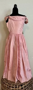 Vintage 1950-1960 Light Pink Handmade Dress With Drape Shoulders - Picture 1 of 5
