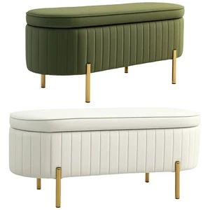 Sitzbank mit Stauraum Polsterbank mit Samtoptik, Metallbeine - Bild 1 von 23