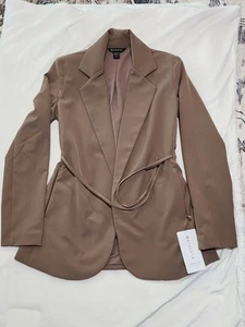 Athleta Women Sz 0 Brown PrimaTwill Tie Waist Blazer Jacket Stretch NWD READ 1ST - Picture 1 of 10