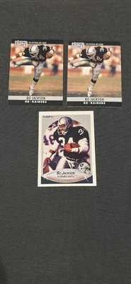 Lote de 3 tarjetas de fútbol americano Bo Jackson 1990 Raiders - 2 prosset #155 y 1 Fleer #256 Foto 1 de 2