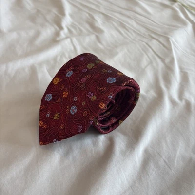 Corbata Robert Talbott siete pliegues roja granate multicolor floral cachemira 27/40 Foto 1 de 4