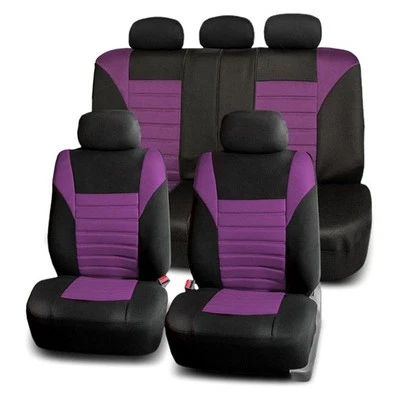 FH Group Premium 3D Air Mesh 1st & 2nd Row Black & Purple Seat Covers Foto 1 de 4