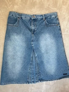Athleta Women's SZ 12 Denim Skirt Knee Length Zipper Pockets - Picture 1 of 7