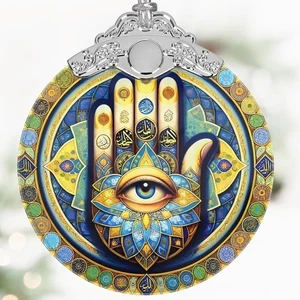Christmas Ornaments, 3" Stained Glass Christmas Decor, Fatima's Guardian Hand - Picture 1 of 7