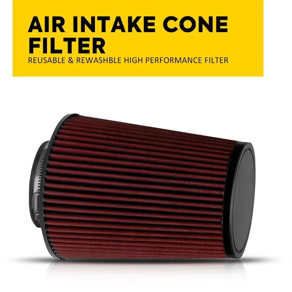 Camión de filtro seco cono de aire de admisión de flujo frío alto rendimiento camión rojo de 4" Foto 1 de 4