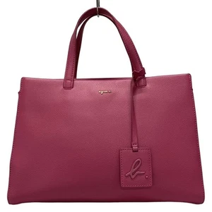 Auth agnes b - Pink Leather Tote Bag - Picture 1 of 12