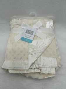 NEW Hudson Baby Cream Minky Bumpy Dot Baby Blanket Satin Edge Trim 30x40 Unisex - Picture 1 of 11