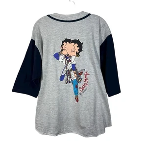 Vintage 1993 Betty Boop Button Down Baseball T-Shirt Unisex Streetwear Large L - Bild 1 von 6