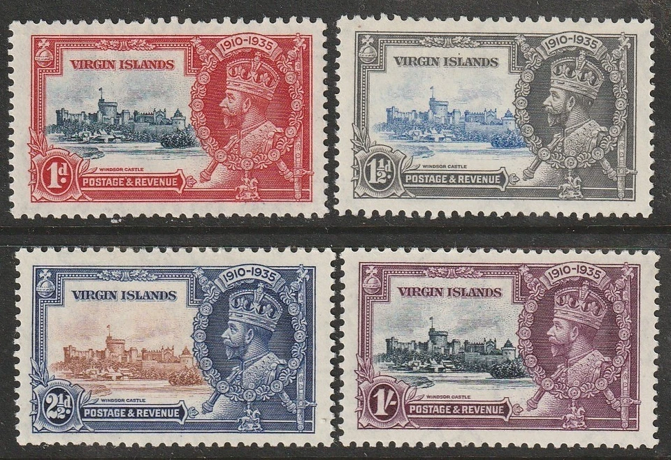 JUEGO JUBILEO PLATA 1935 ISLAS VÍRGENES MONTADO COMO NUEVO SG103 - 106 Foto 1 de 1