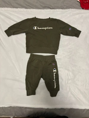 Infant Olive Green Champion Sweater & Pants Set 3-6M - Image 1 of 4
