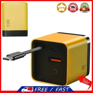 3 in 1 GaN Charger with Type-C Cable and 2 USB Ports for Outdoor (Yellow US) - Zdjęcie 1 z 6